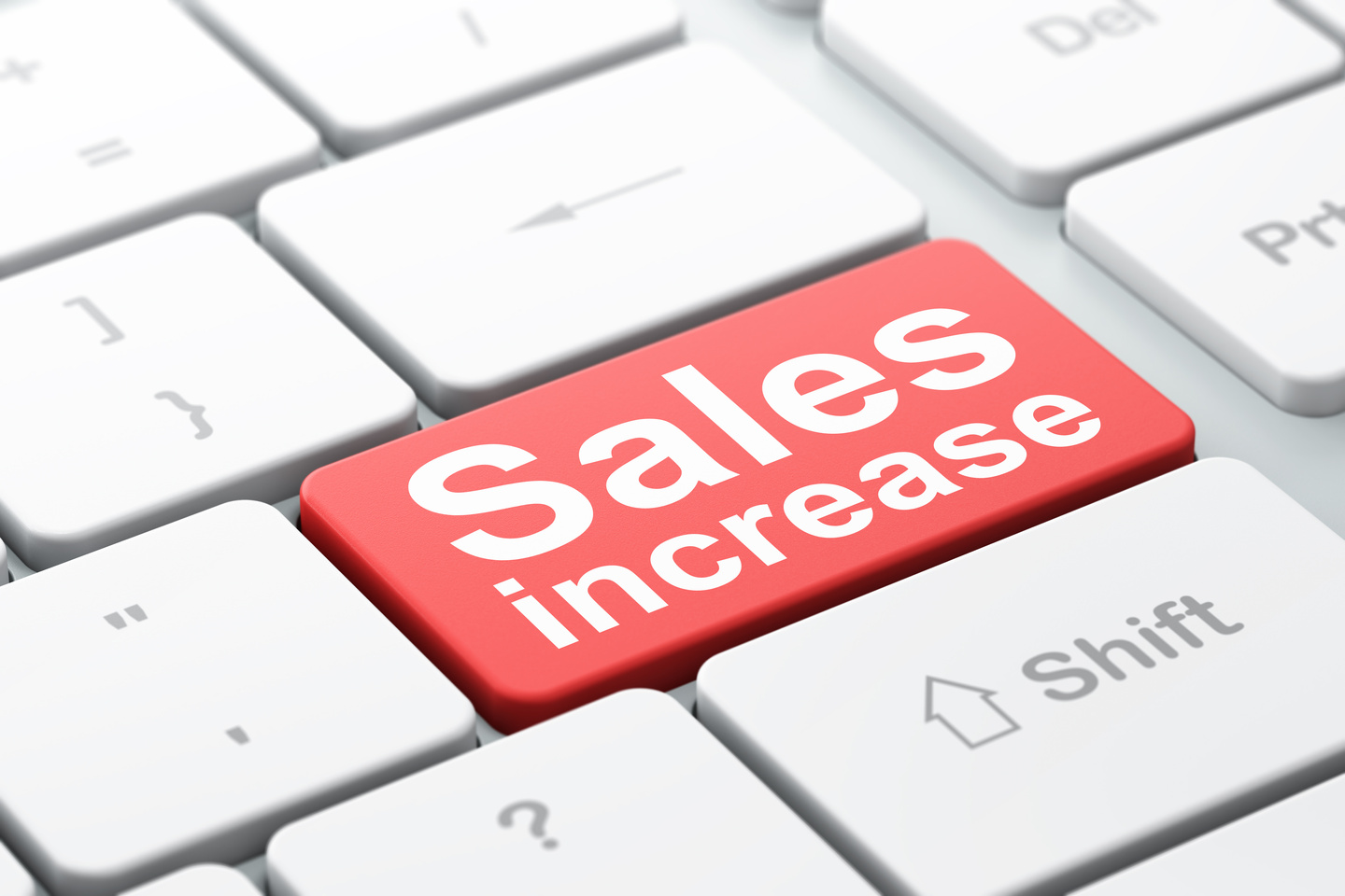 Advertising concept: Sales Increase on keyboard background
